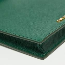 Pre Owned Prada Green Saffiano Lux Leather Phone Holder Crossbody Bag