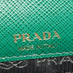 Pre Owned Prada Green Saffiano Lux Leather Phone Holder Crossbody Bag