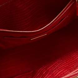 Pre Owned Prada Red Saffiano Lux Leather Large Double Zip Tote