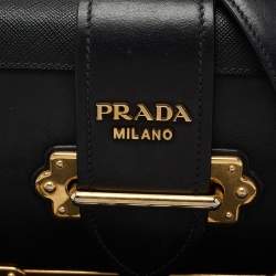 Pre Owned Prada Black Leather Cahier Shoulder Bag