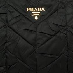 Pre Owned Prada Black Quilted Nylon Tessuto And Patent Leather Hobo