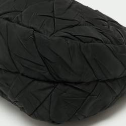 Pre Owned Prada Black Quilted Nylon Tessuto And Patent Leather Hobo