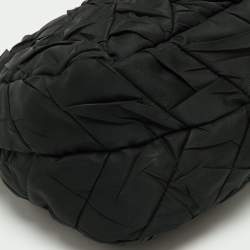 Pre Owned Prada Black Quilted Nylon Tessuto And Patent Leather Hobo