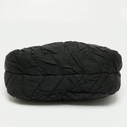 Pre Owned Prada Black Quilted Nylon Tessuto And Patent Leather Hobo