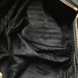 Pre Owned Prada Black Quilted Nylon Tessuto And Patent Leather Hobo