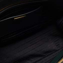 Pre Owned Prada Dark Green Saffiano Leather Medium Double Zip Tote