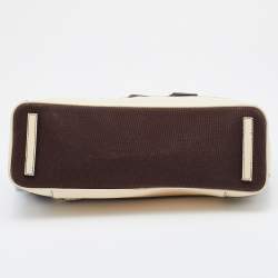 Pre Owned Prada Brown/Cream Canvas And Leather Frame Doctor's Bag