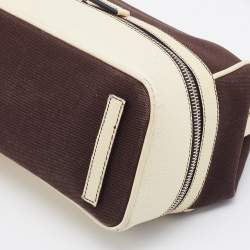 Pre Owned Prada Brown/Cream Canvas And Leather Frame Doctor's Bag
