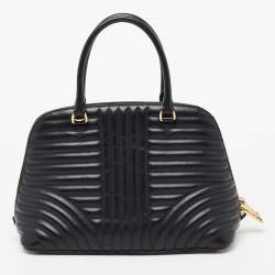 Pre Owned Prada Black Diagramme Quilted Leather Promenade Satchel