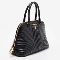 Pre Owned Prada Black Diagramme Quilted Leather Promenade Satchel