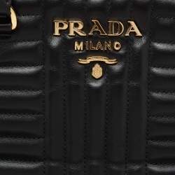 Pre Owned Prada Black Diagramme Quilted Leather Promenade Satchel