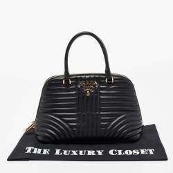 Pre Owned Prada Black Diagramme Quilted Leather Promenade Satchel