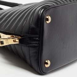 Pre Owned Prada Black Diagramme Quilted Leather Promenade Satchel