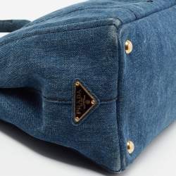 Pre Owned Prada Blue Denim Canapa Tote