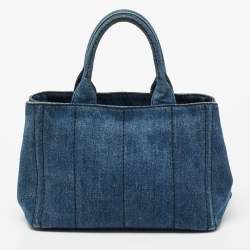 Pre Owned Prada Blue Denim Canapa Tote