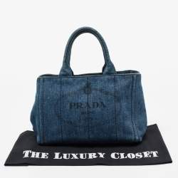 Pre Owned Prada Blue Denim Canapa Tote