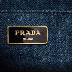 Pre Owned Prada Blue Denim Canapa Tote