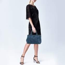 Pre Owned Prada Blue Denim Canapa Tote