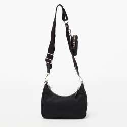 Pre Owned Prada Black Nylon and Leather Re-Edition 2005 Crossbody Bag