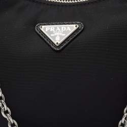 Pre Owned Prada Black Nylon and Leather Re-Edition 2005 Crossbody Bag