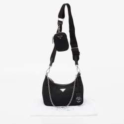 Pre Owned Prada Black Nylon and Leather Re-Edition 2005 Crossbody Bag