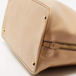 Pre Owned Prada Beige Saffiano Lux Leather Large Promenade Satchel