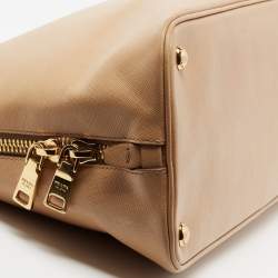 Pre Owned Prada Beige Saffiano Lux Leather Large Promenade Satchel