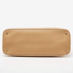 Pre Owned Prada Beige Saffiano Lux Leather Large Promenade Satchel