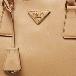 Pre Owned Prada Beige Saffiano Lux Leather Large Promenade Satchel
