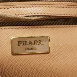 Pre Owned Prada Beige Saffiano Lux Leather Large Promenade Satchel