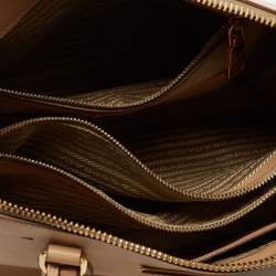 Pre Owned Prada Beige Saffiano Lux Leather Large Promenade Satchel