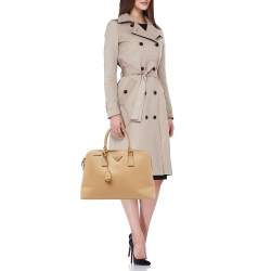 Pre Owned Prada Beige Saffiano Lux Leather Large Promenade Satchel