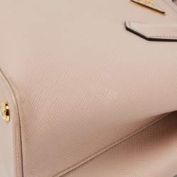 Pre Owned Prada Beige Saffiano Cuir Leather Double Tote