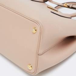 Pre Owned Prada Beige Saffiano Cuir Leather Double Tote