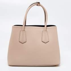 Pre Owned Prada Beige Saffiano Cuir Leather Double Tote