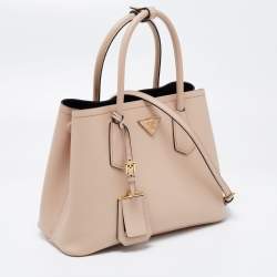 Pre Owned Prada Beige Saffiano Cuir Leather Double Tote