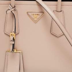 Pre Owned Prada Beige Saffiano Cuir Leather Double Tote