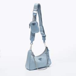Pre Owned Prada Blue Nylon Re-Edition 2005 Shoulder Bag
