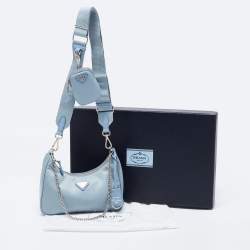 Pre Owned Prada Blue Nylon Re-Edition 2005 Shoulder Bag