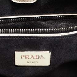 Pre Owned Prada Off White Leather Twin Pocket Tote