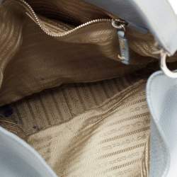 Pre Owned Prada Blue Leather Vitello Daino Side Pocket Hobo