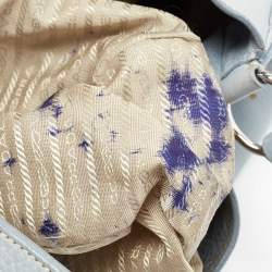 Pre Owned Prada Blue Leather Vitello Daino Side Pocket Hobo