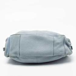 Pre Owned Prada Blue Leather Vitello Daino Side Pocket Hobo