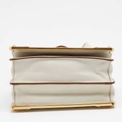 Pre Owned Prada Off White Laser Cut Leather Cahier Shoulder Bag