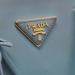 Pre Owned Prada Blue Saffiano Vernice Leather Medium Promenade Satchel