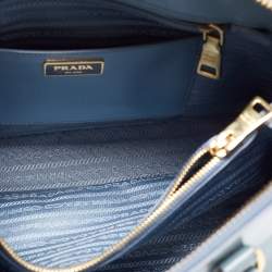 Pre Owned Prada Blue Saffiano Vernice Leather Medium Promenade Satchel