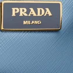 Pre Owned Prada Blue Saffiano Vernice Leather Medium Promenade Satchel