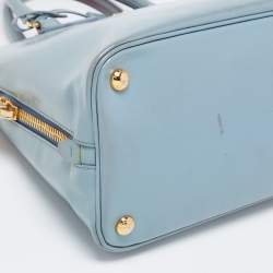 Pre Owned Prada Blue Saffiano Vernice Leather Medium Promenade Satchel