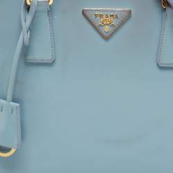 Pre Owned Prada Blue Saffiano Vernice Leather Medium Promenade Satchel