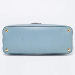 Pre Owned Prada Blue Saffiano Vernice Leather Medium Promenade Satchel